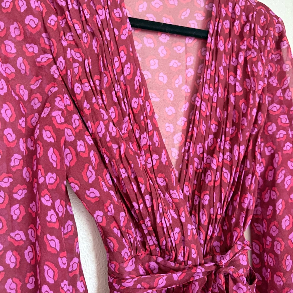 Diane Von Furstenberg Magenta Paisley Wrap Midi Dress - Picture 4 of 12